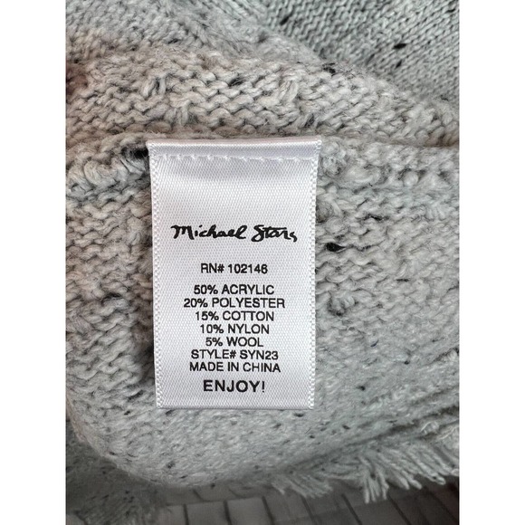 MICHAEL STARS fringe gray open front knit cardigan sweater size M NWOT - Picture 6 of 8